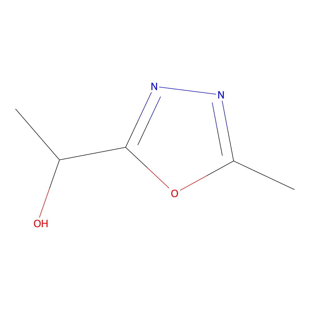 (1S)-1-(5-methyl-1,3,4-oxadiazol-2-yl)ethan-1-ol molecular structure, CAS 1306728-50-6