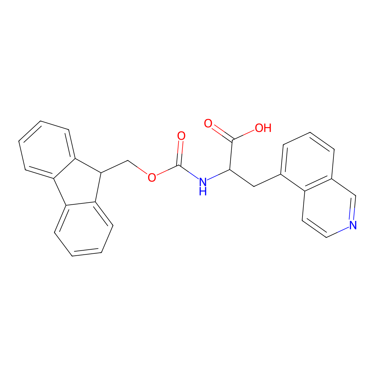 (S)-2-((((9H-Fluoren-9-yl)methoxy)carbonyl)amino)-3-(isoquinolin-5-yl)propanoic acid molecular structure, CAS 1306728-58-4