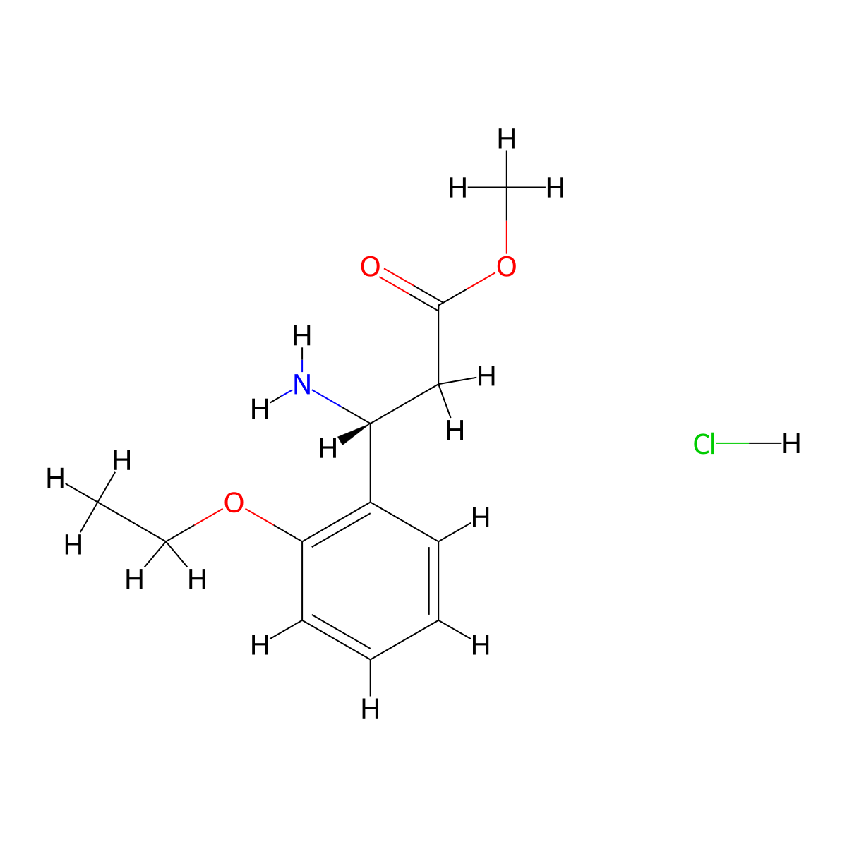 methyl (3R)-3-amino-3-(2-ethoxyphenyl)propanoate hydrochloride molecular structure, CAS 1306728-63-1