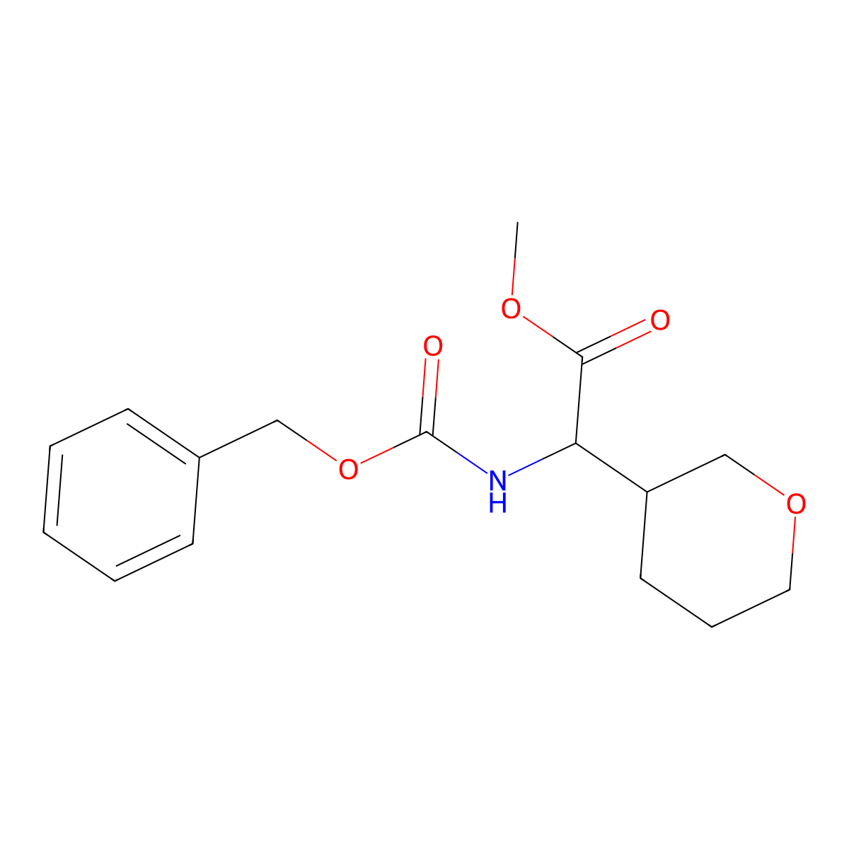 (S)-Methyl 2-(((benzyloxy)carbonyl)amino)-2-((R)-tetrahydro-2H-pyran-3-yl)acetate molecular structure, CAS 1306729-65-6