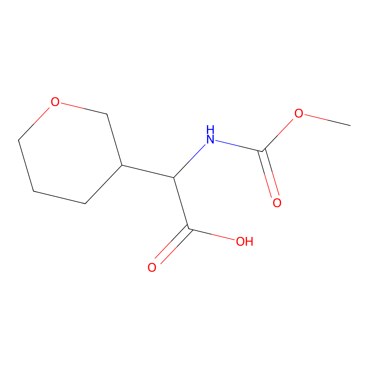 (S)-2-((Methoxycarbonyl)amino)-2-((S)-tetrahydro-2H-pyran-3-yl)acetic acid molecular structure, CAS 1306729-68-9