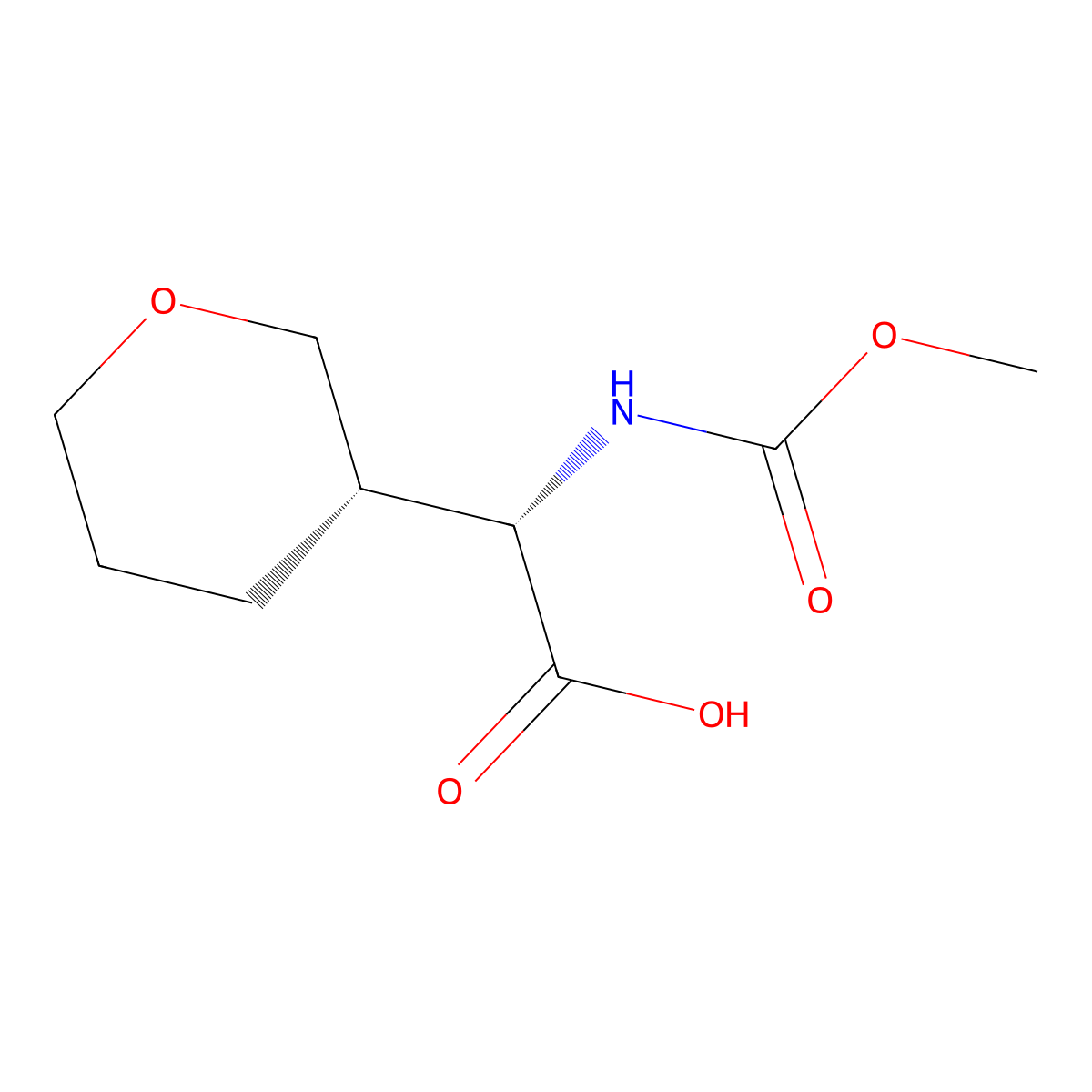 (S)-2-((Methoxycarbonyl)amino)-2-((S)-tetrahydro-2H-pyran-3-yl)acetic acid molecular structure, CAS 1306729-68-9
