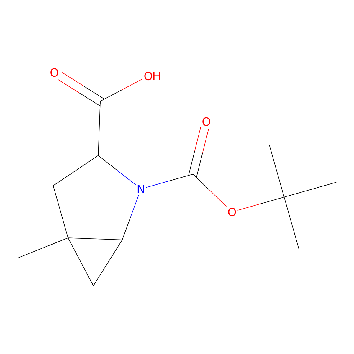 (1R,3S,5R)-2-tert-butoxycarbonyl-5-methyl-2-azabicyclo[3.1.0]hexane-3-carboxylic acid molecular structure, CAS 1306734-44-0