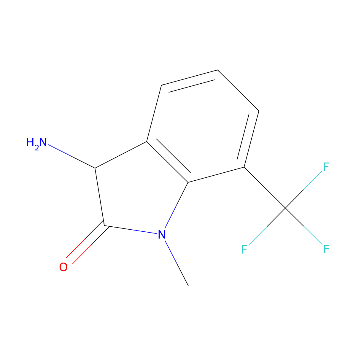 3-Amino-1-methyl-7-(trifluoromethyl)indolin-2-one molecular structure, CAS 1306738-19-1