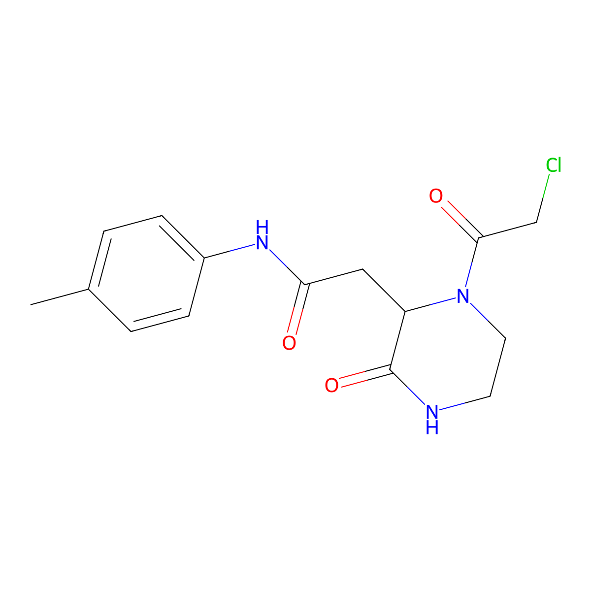 2-[1-(chloroacetyl)-3-oxopiperazin-2-yl]-N-(4-methylphenyl)acetamide molecular structure, CAS 1306738-26-0