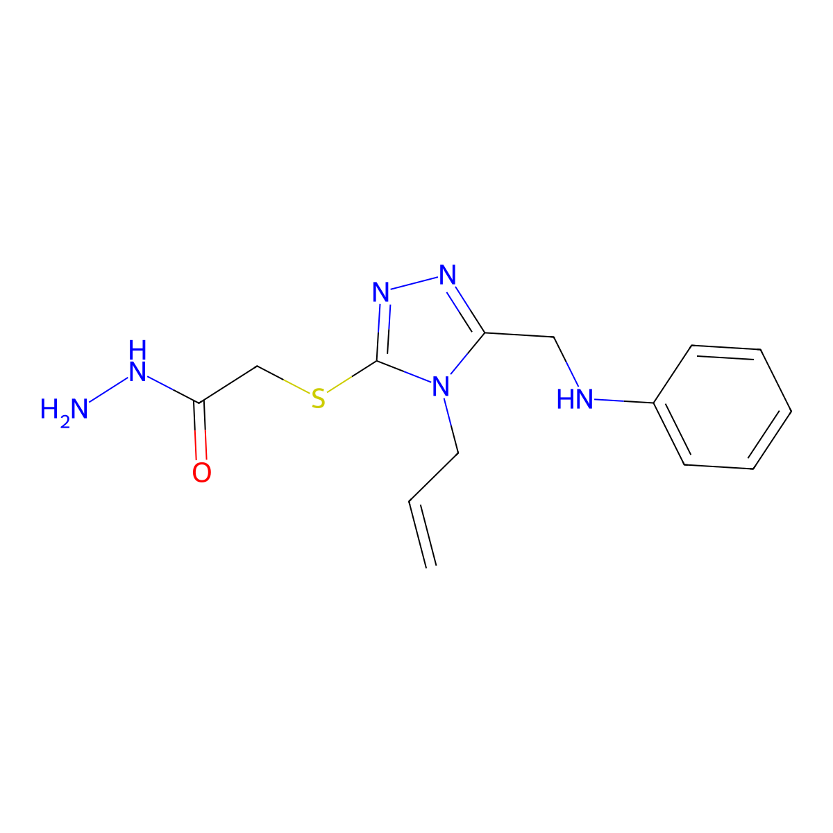 2-{[4-allyl-5-(anilinomethyl)-4H-1,2,4-triazol-3-yl]thio}acetohydrazide molecular structure, CAS 1306738-34-0