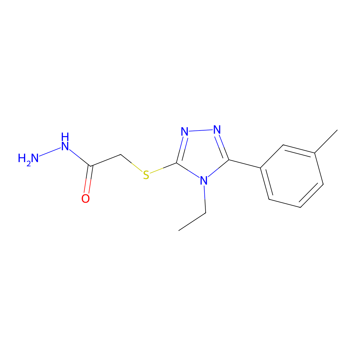 2-{[4-ethyl-5-(3-methylphenyl)-4H-1,2,4-triazol-3-yl]thio}acetohydrazide molecular structure, CAS 1306738-36-2