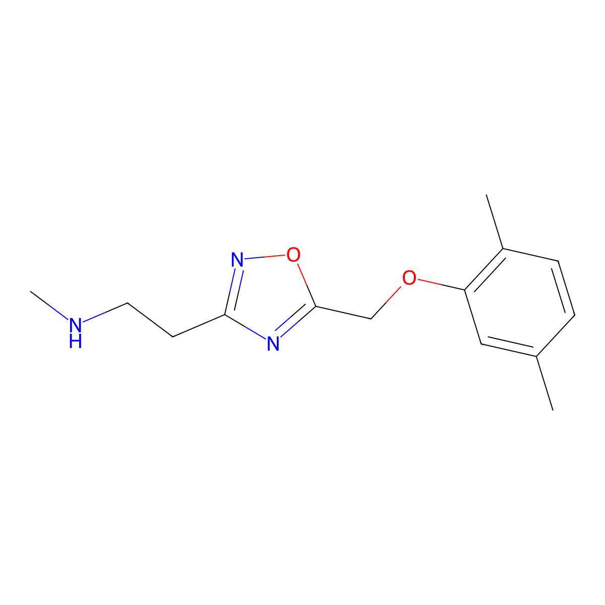 2-{5-[(2,5-dimethylphenoxy)methyl]-1,2,4-oxadiazol-3-yl}-N-methylethanamine hydrochloride molecular structure, CAS 1306738-38-4