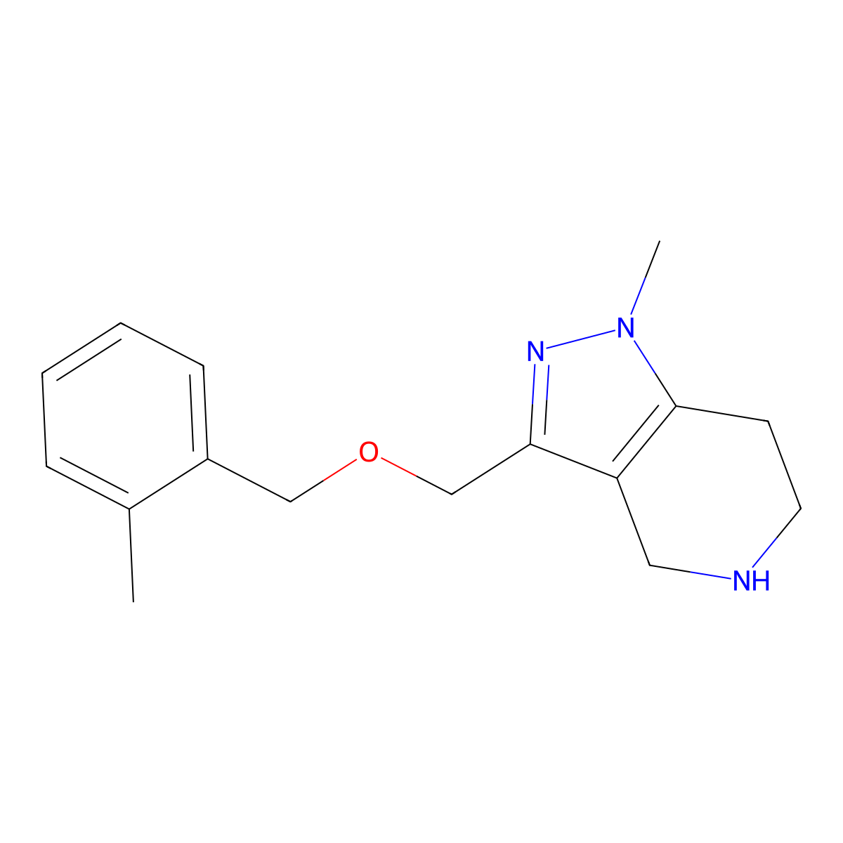 1-Methyl-3-(((2-methylbenzyl)oxy)methyl)-4,5,6,7-tetrahydro-1H-pyrazolo[4,3-c]pyridine molecular structure, CAS 1306738-40-8