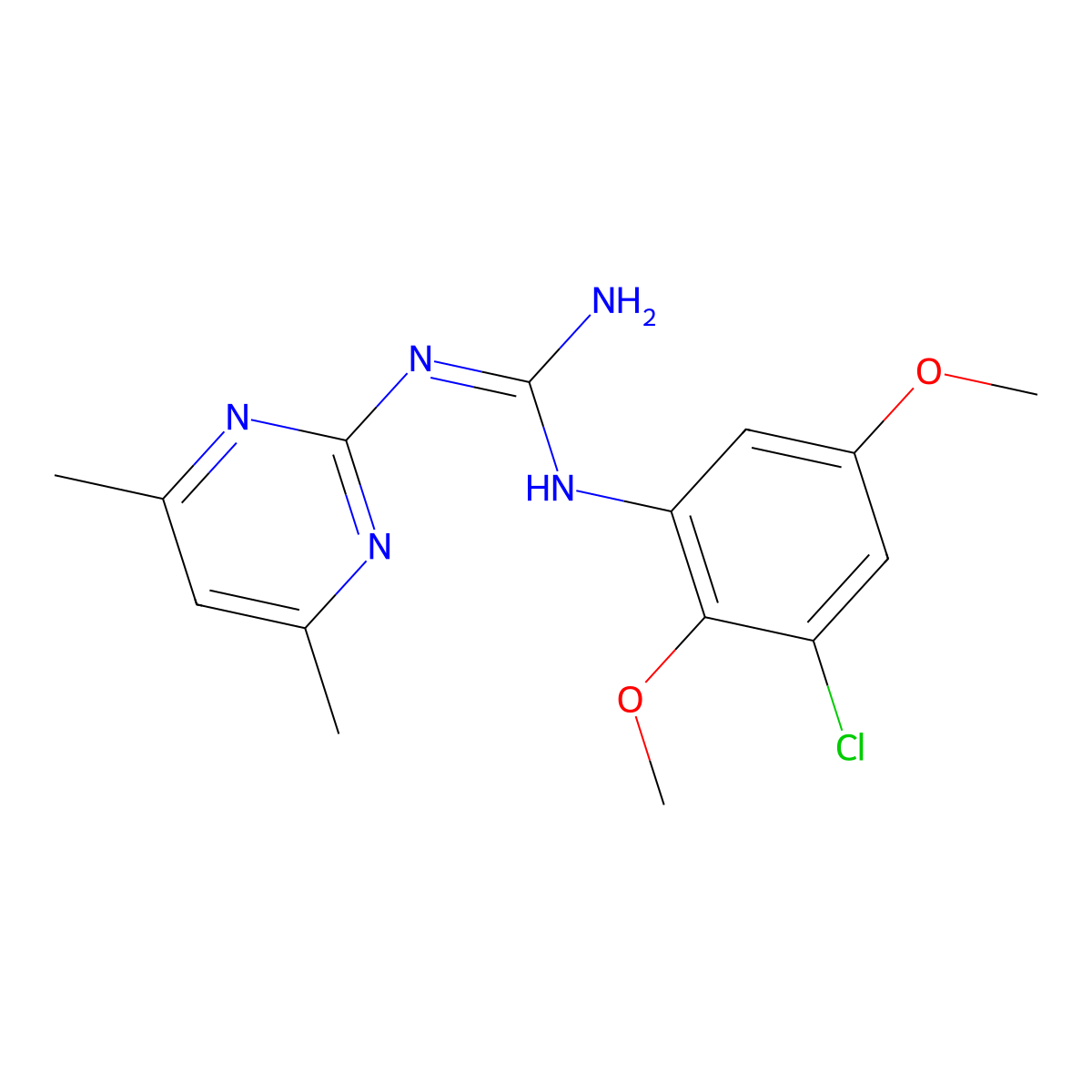 N-(3-chloro-2,5-dimethoxyphenyl)-N'-(4,6-dimethylpyrimidin-2-yl)guanidine molecular structure, CAS 1306738-43-1