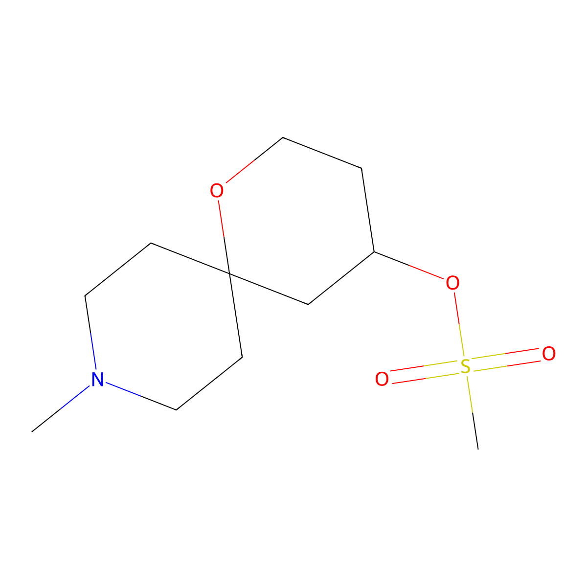 1-Oxa-9-azaspiro[5.5]undecan-4-ol, 9-methyl-, methanesulfonate (ester), hydrochloride molecular structure, CAS 1306738-52-2