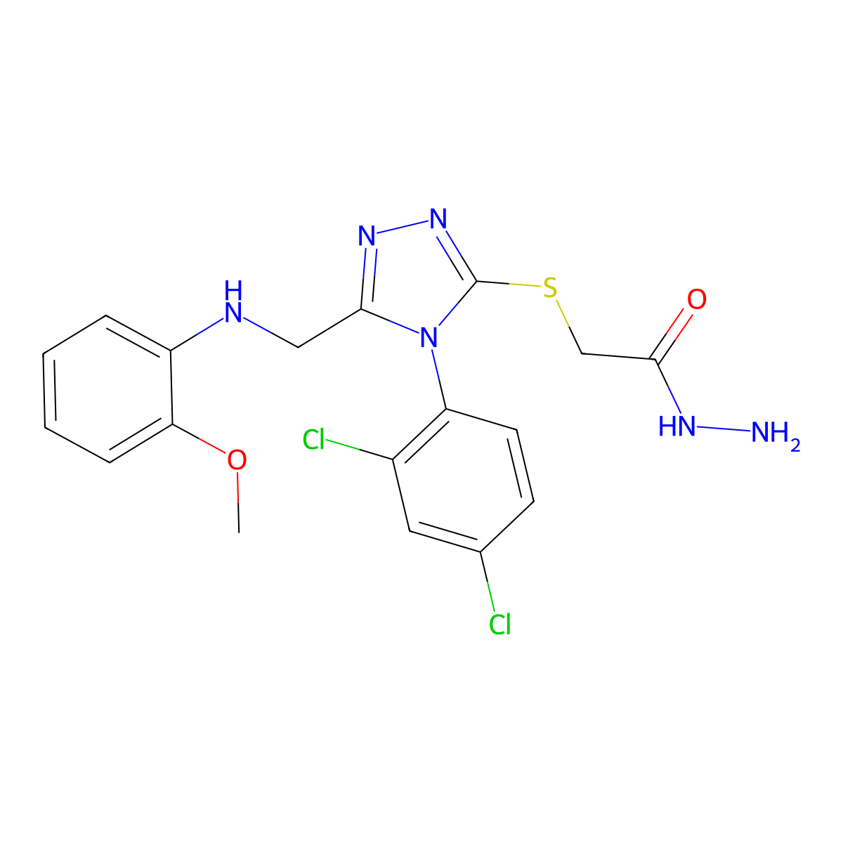 2-[(4-(2,4-Dichlorophenyl)-5-([(2-methoxyphenyl)amino]methyl)-4h-1,2,4-triazol-3-yl)thio]acetohydrazide molecular structure, CAS 1306738-57-7