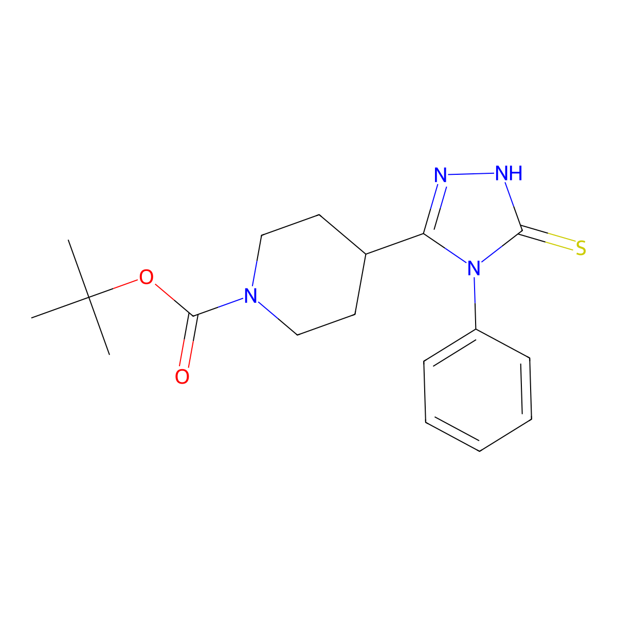 tert-butyl 4-(5-mercapto-4-phenyl-4H-1,2,4-triazol-3-yl)piperidine-1-carboxylate molecular structure, CAS 1306738-59-9
