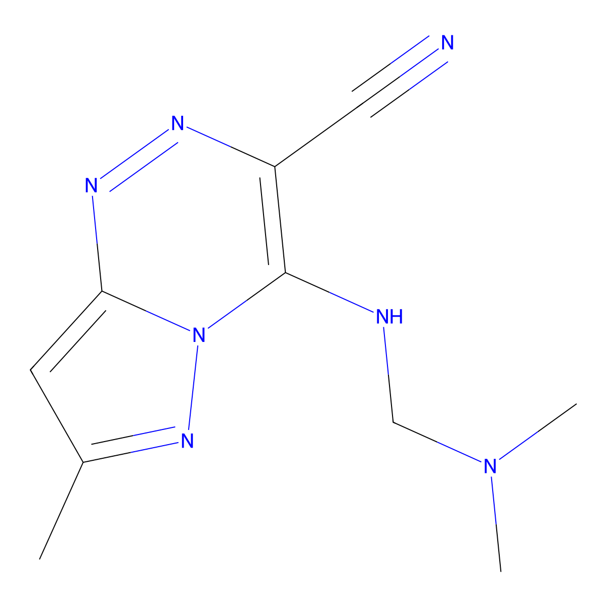 4-{[(Dimethylamino)methyl]amino}-7-methylpyrazolo[5,1-c][1,2,4]triazine-3-carbonitrile molecular structure, CAS 1306738-66-8