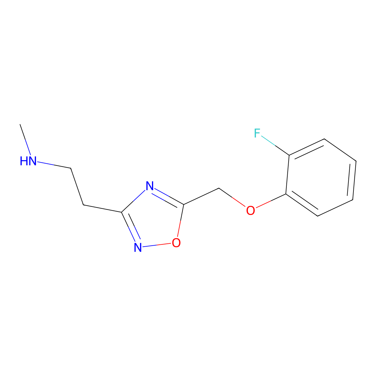 2-{5-[(2-fluorophenoxy)methyl]-1,2,4-oxadiazol-3-yl}-N-methylethanamine hydrochloride molecular structure, CAS 1306738-70-4