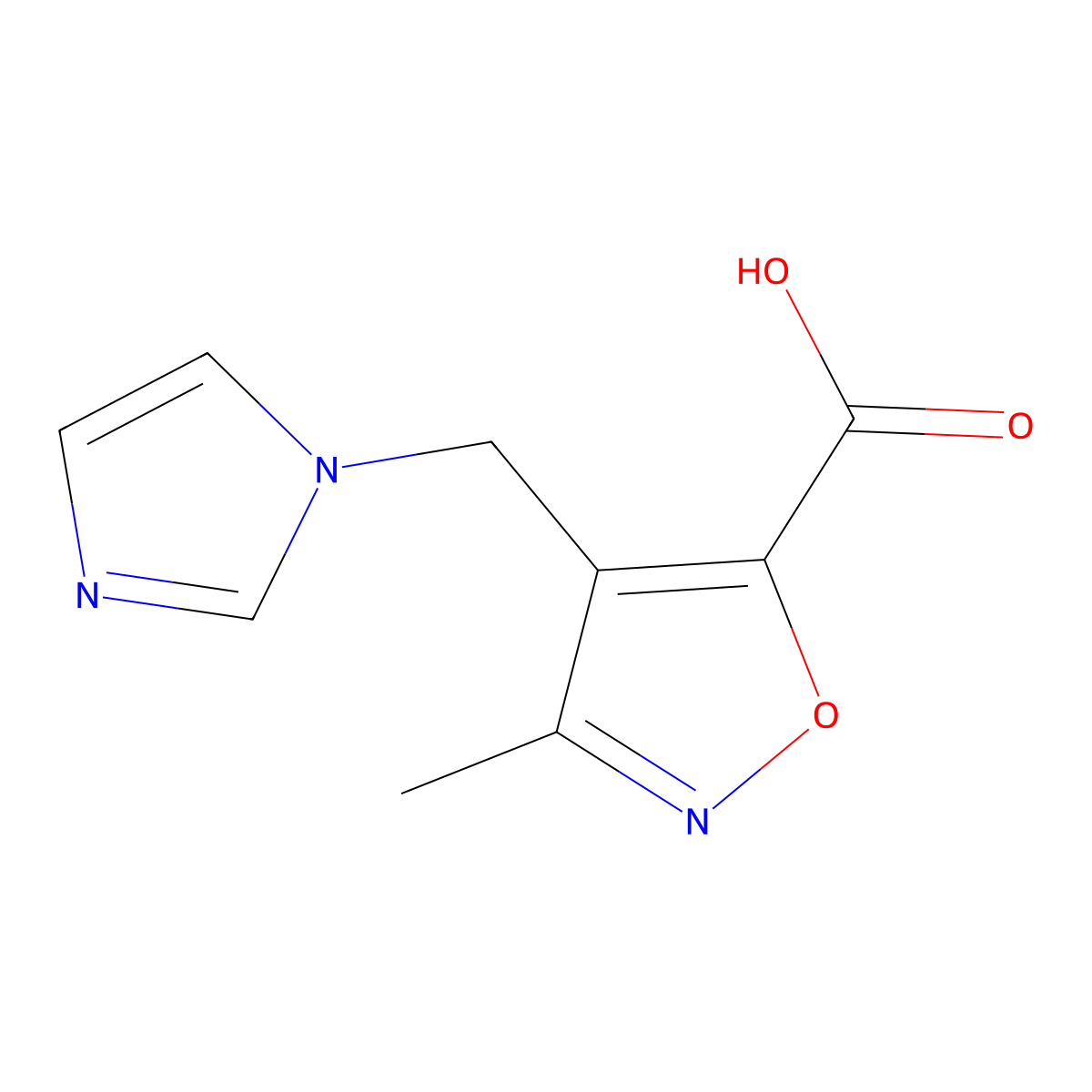 4-(1H-imidazol-1-ylmethyl)-3-methyl-1,2-oxazole-5-carboxylic acid molecular structure, CAS 1306738-75-9
