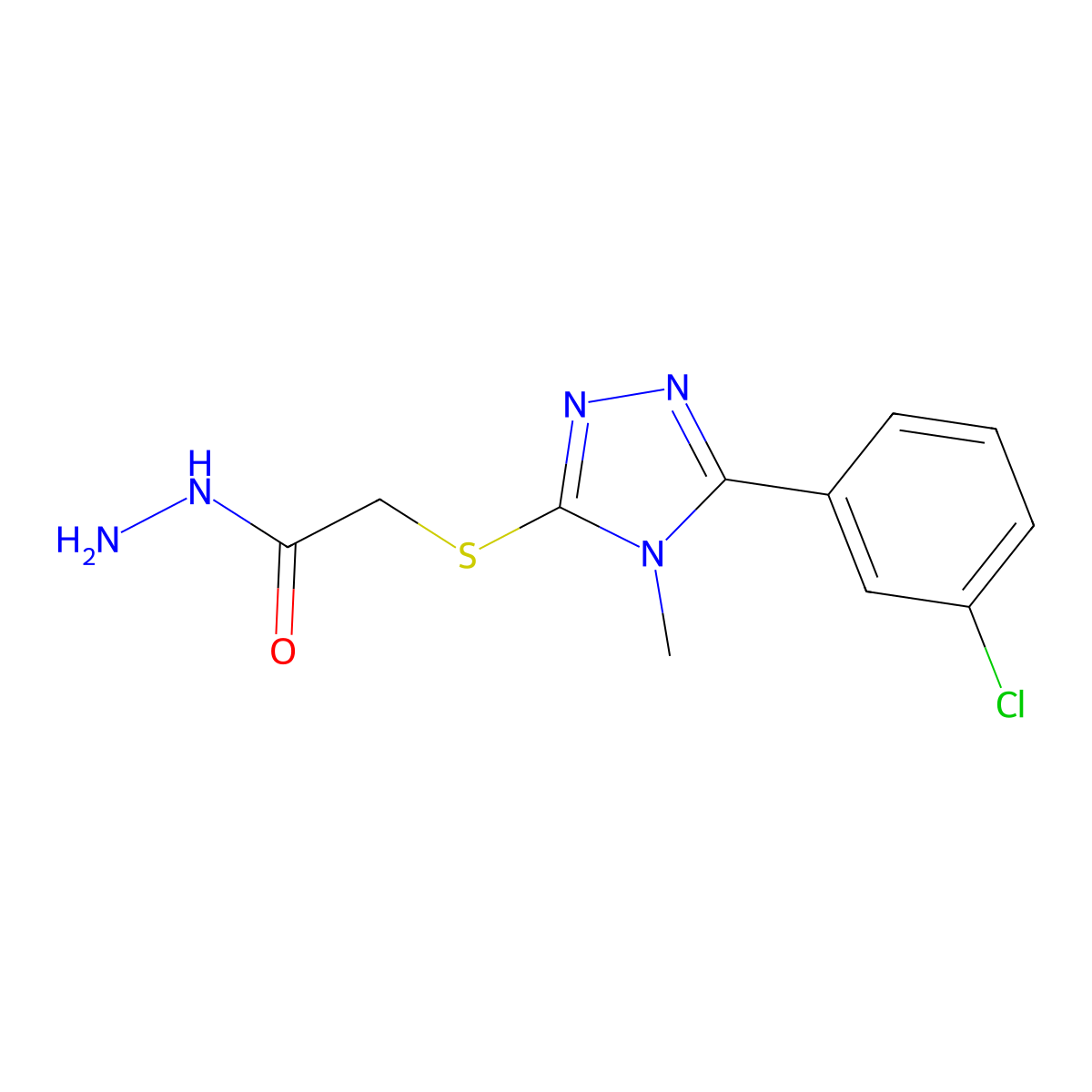 2-{[5-(3-chlorophenyl)-4-methyl-4H-1,2,4-triazol-3-yl]thio}acetohydrazide molecular structure, CAS 1306738-88-4