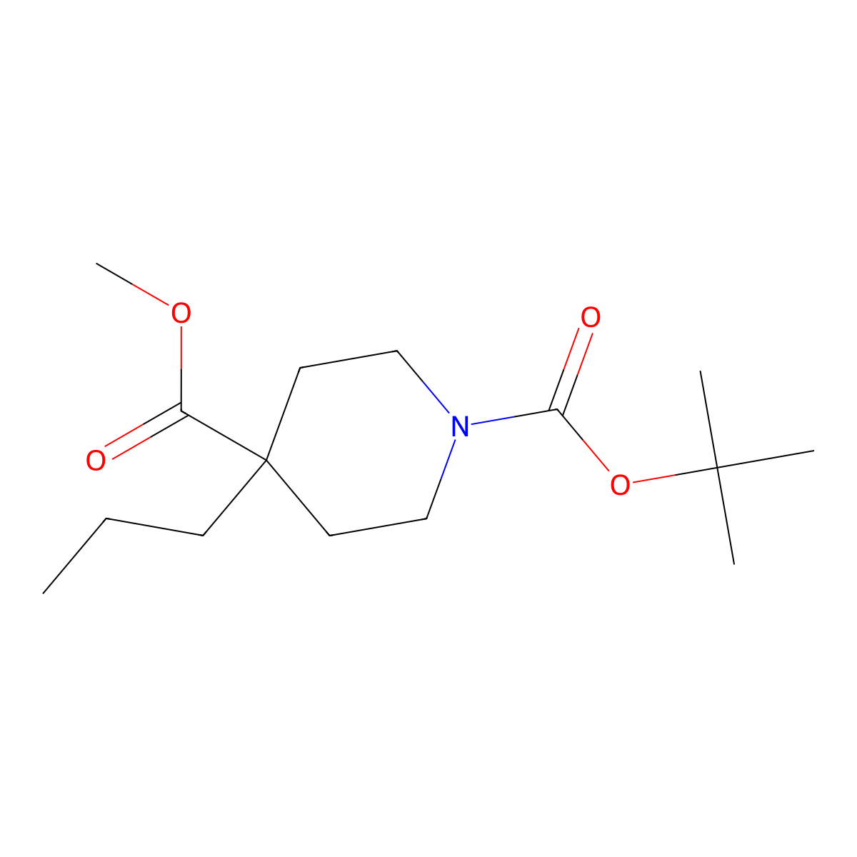 1-Tert-butyl 4-methyl 4-propylpiperidine-1,4-dicarboxylate molecular structure, CAS 1306738-94-2