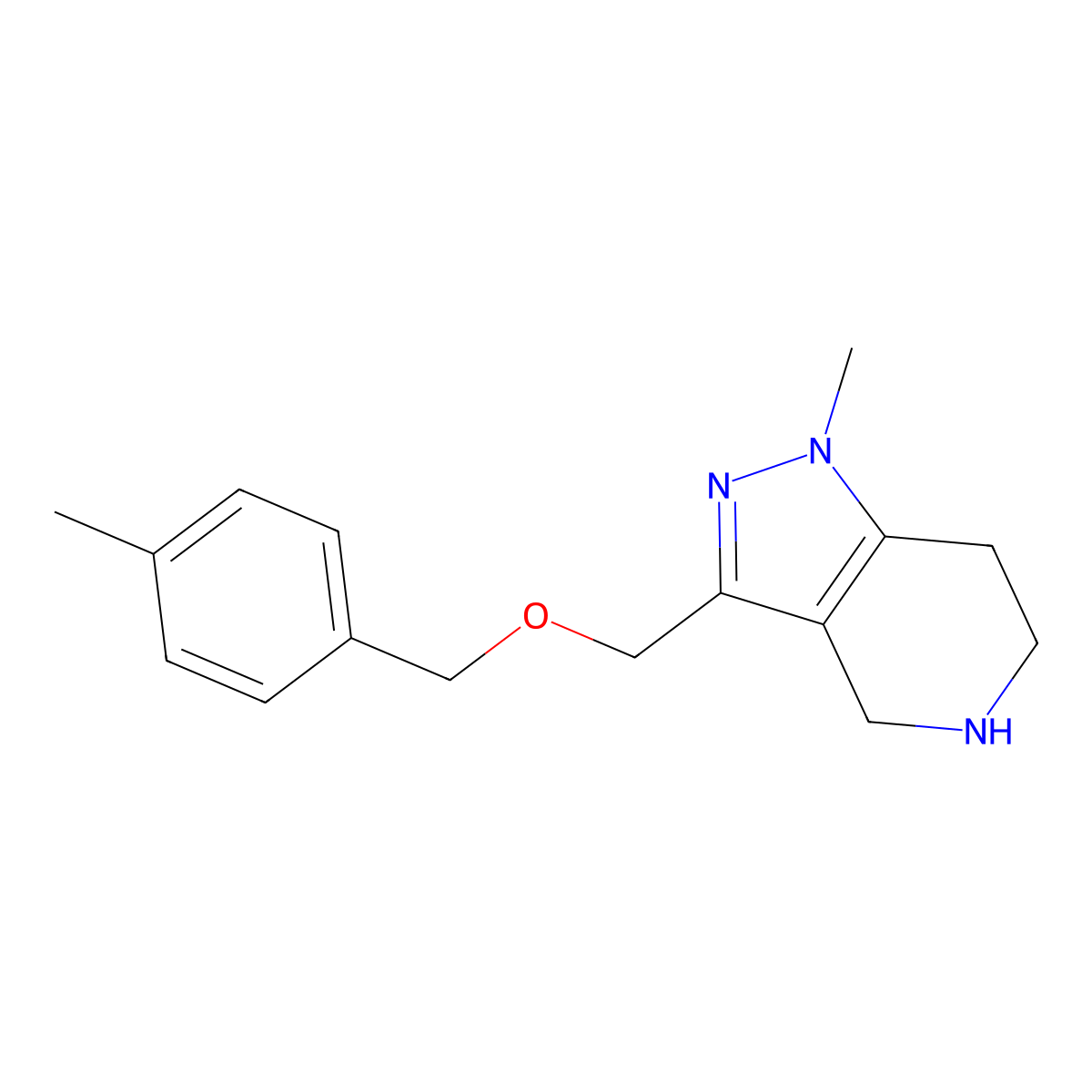 1-Methyl-3-(((4-methylbenzyl)oxy)methyl)-4,5,6,7-tetrahydro-1H-pyrazolo[4,3-c]pyridine molecular structure, CAS 1306739-01-4