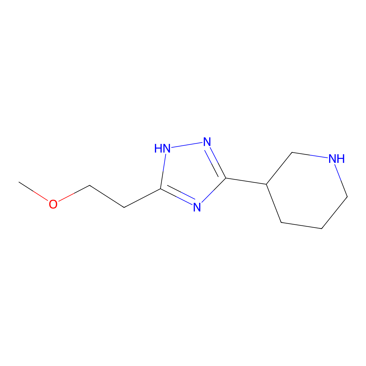 3-(5-(2-Methoxyethyl)-4H-1,2,4-triazol-3-yl)piperidine molecular structure, CAS 1306739-02-5