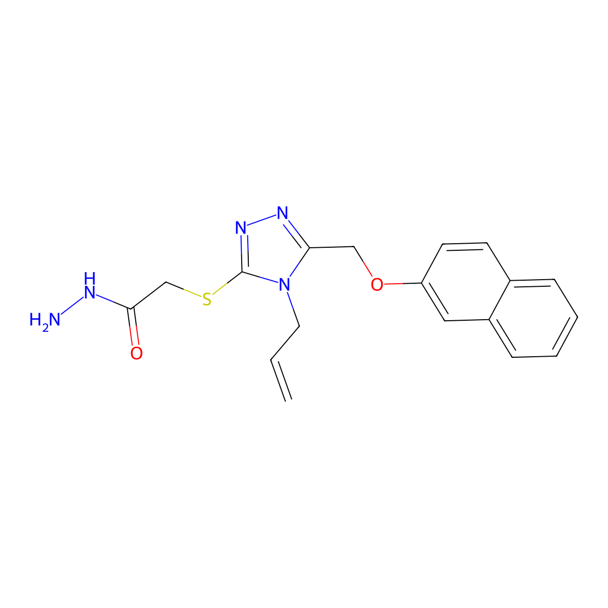 2-({4-allyl-5-[(2-naphthyloxy)methyl]-4H-1,2,4-triazol-3-yl}thio)acetohydrazide molecular structure, CAS 1306739-09-2