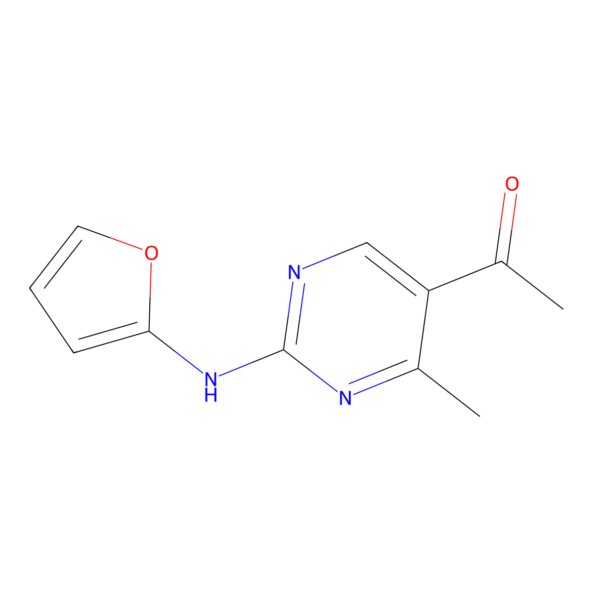1-[2-(2-Furylamino)-4-methylpyrimidin-5-yl]ethanone molecular structure, CAS 1306739-14-9