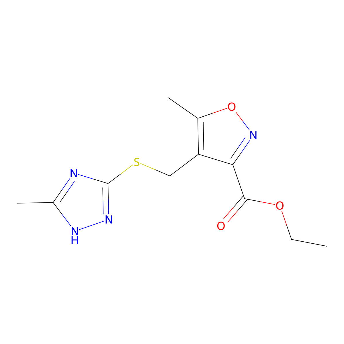 ethyl 5-methyl-4-{[(5-methyl-4H-1,2,4-triazol-3-yl)thio]methyl}isoxazole-3-carboxylate molecular structure, CAS 1306739-16-1