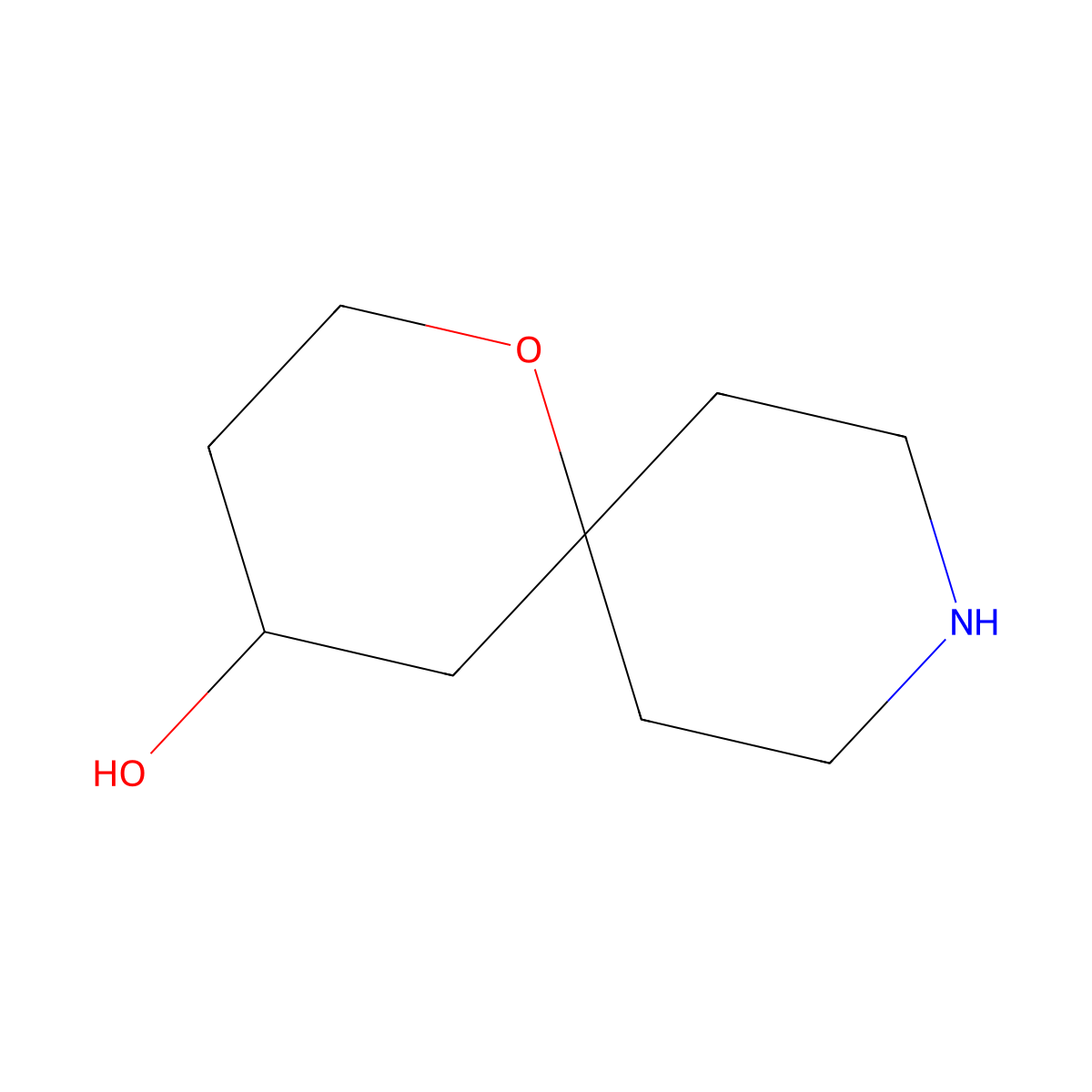 1-Oxa-9-azaspiro[5.5]undecan-4-ol molecular structure, CAS 1306739-26-3