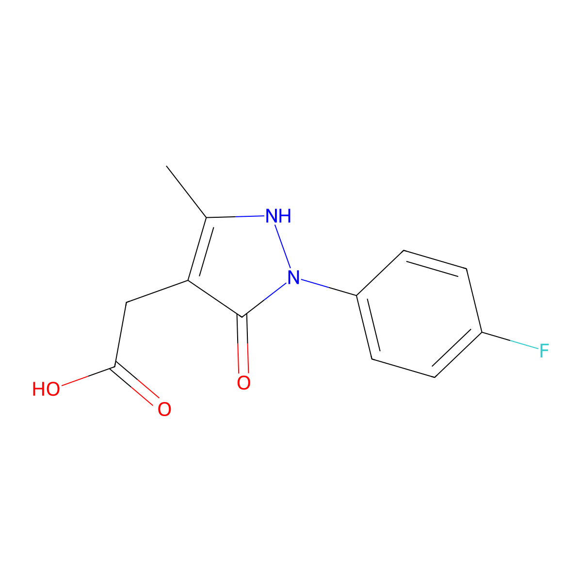 [1-(4-fluorophenyl)-5-hydroxy-3-methyl-1H-pyrazol-4-yl]acetic acid molecular structure, CAS 1306739-27-4