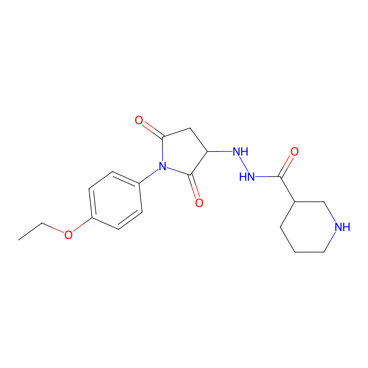 N'-[1-(4-ethoxyphenyl)-2,5-dioxopyrrolidin-3-yl]piperidine-3-carbohydrazide molecular structure, CAS 1306739-30-9