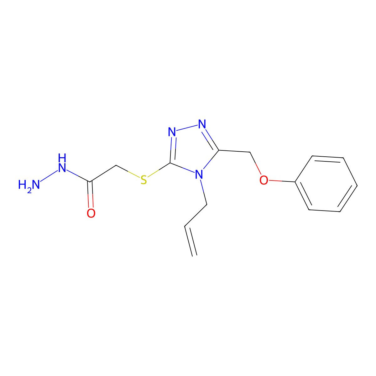 2-{[4-allyl-5-(phenoxymethyl)-4H-1,2,4-triazol-3-yl]thio}acetohydrazide molecular structure, CAS 1306739-34-3