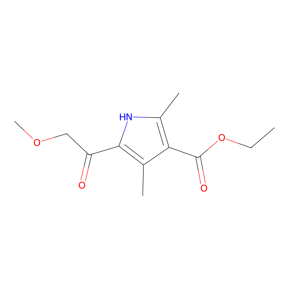 ethyl 5-(methoxyacetyl)-2,4-dimethyl-1H-pyrrole-3-carboxylate molecular structure, CAS 1306739-44-5