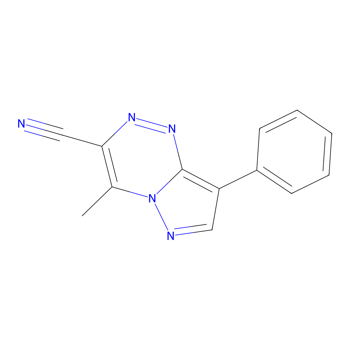 4-Methyl-8-phenylpyrazolo[5,1-c][1,2,4]triazine-3-carbonitrile molecular structure, CAS 1306739-47-8