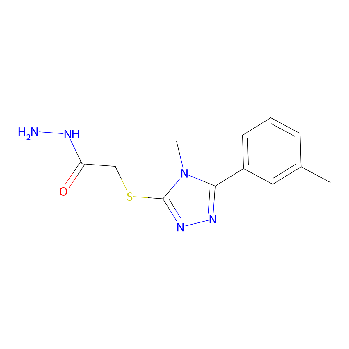 2-{[4-methyl-5-(3-methylphenyl)-4H-1,2,4-triazol-3-yl]thio}acetohydrazide molecular structure, CAS 1306739-50-3