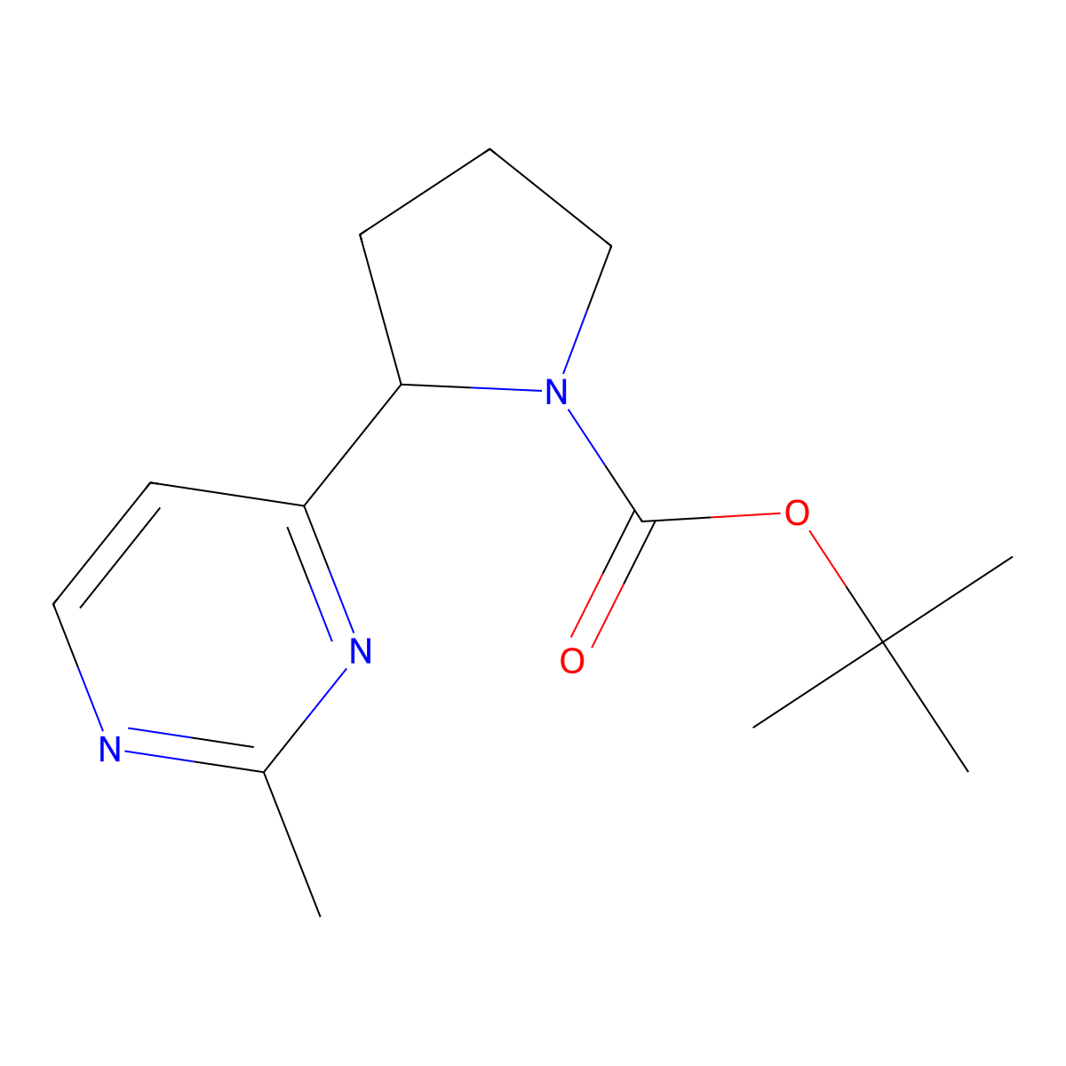 Tert-butyl 2-(2-methylpyrimidin-4-yl)pyrrolidine-1-carboxylate molecular structure, CAS 1306739-53-6