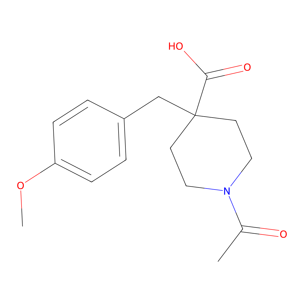 1-Acetyl-4-(4-methoxybenzyl)piperidine-4-carboxylic acid molecular structure, CAS 1306739-56-9
