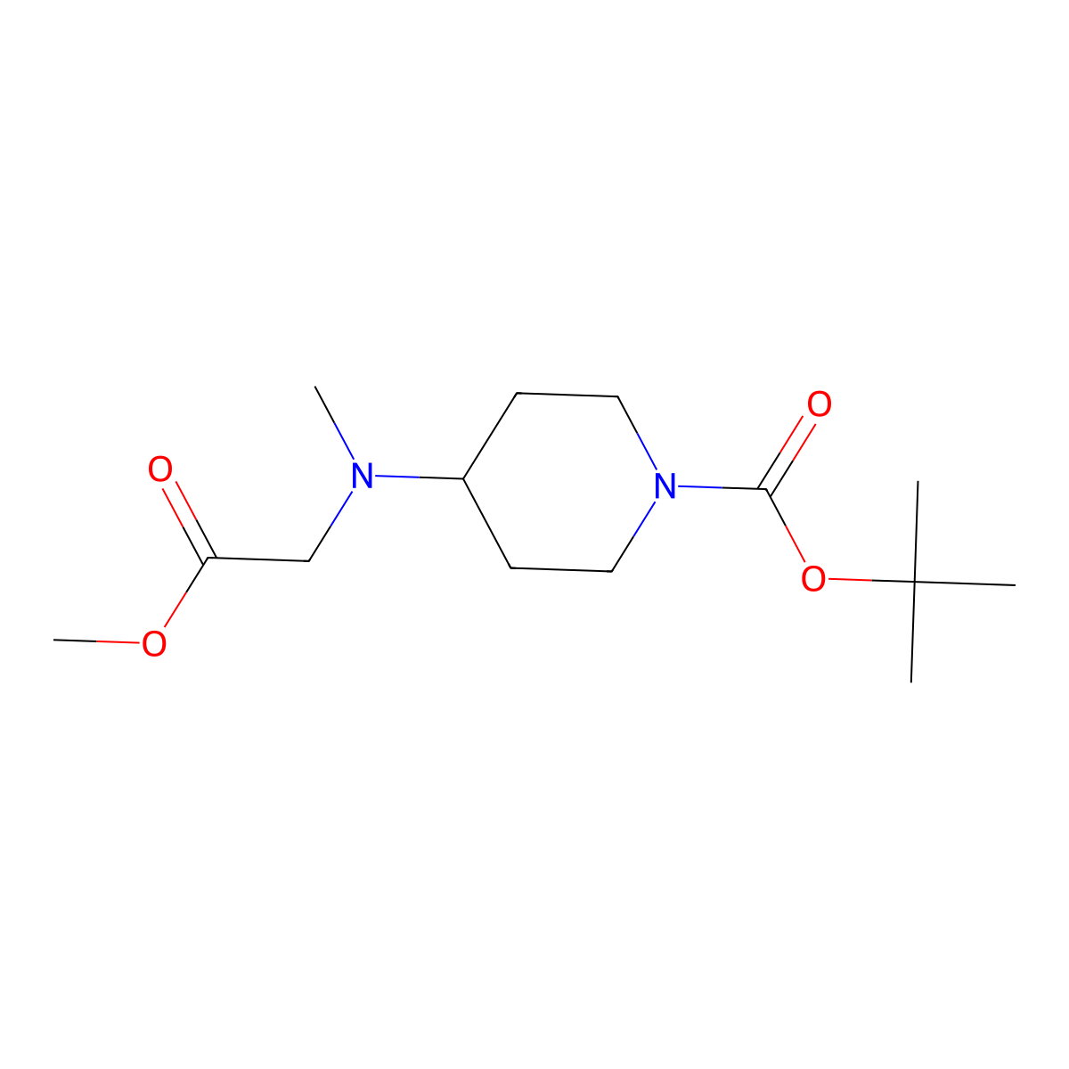 Tert-butyl 4-[(2-methoxy-2-oxoethyl)(methyl)amino]piperidine-1-carboxylate molecular structure, CAS 1306739-57-0