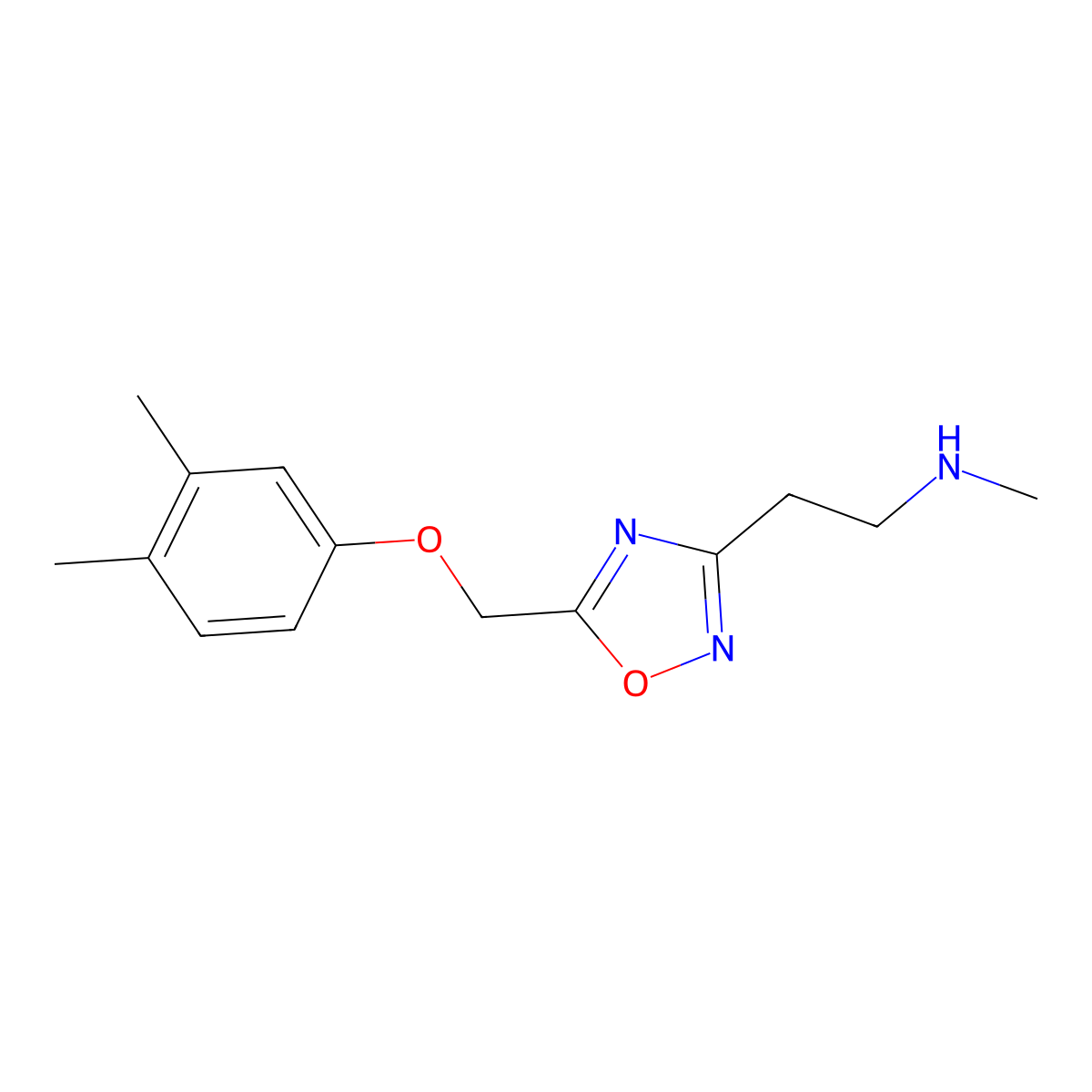 2-{5-[(3,4-dimethylphenoxy)methyl]-1,2,4-oxadiazol-3-yl}-N-methylethanamine hydrochloride molecular structure, CAS 1306739-59-2