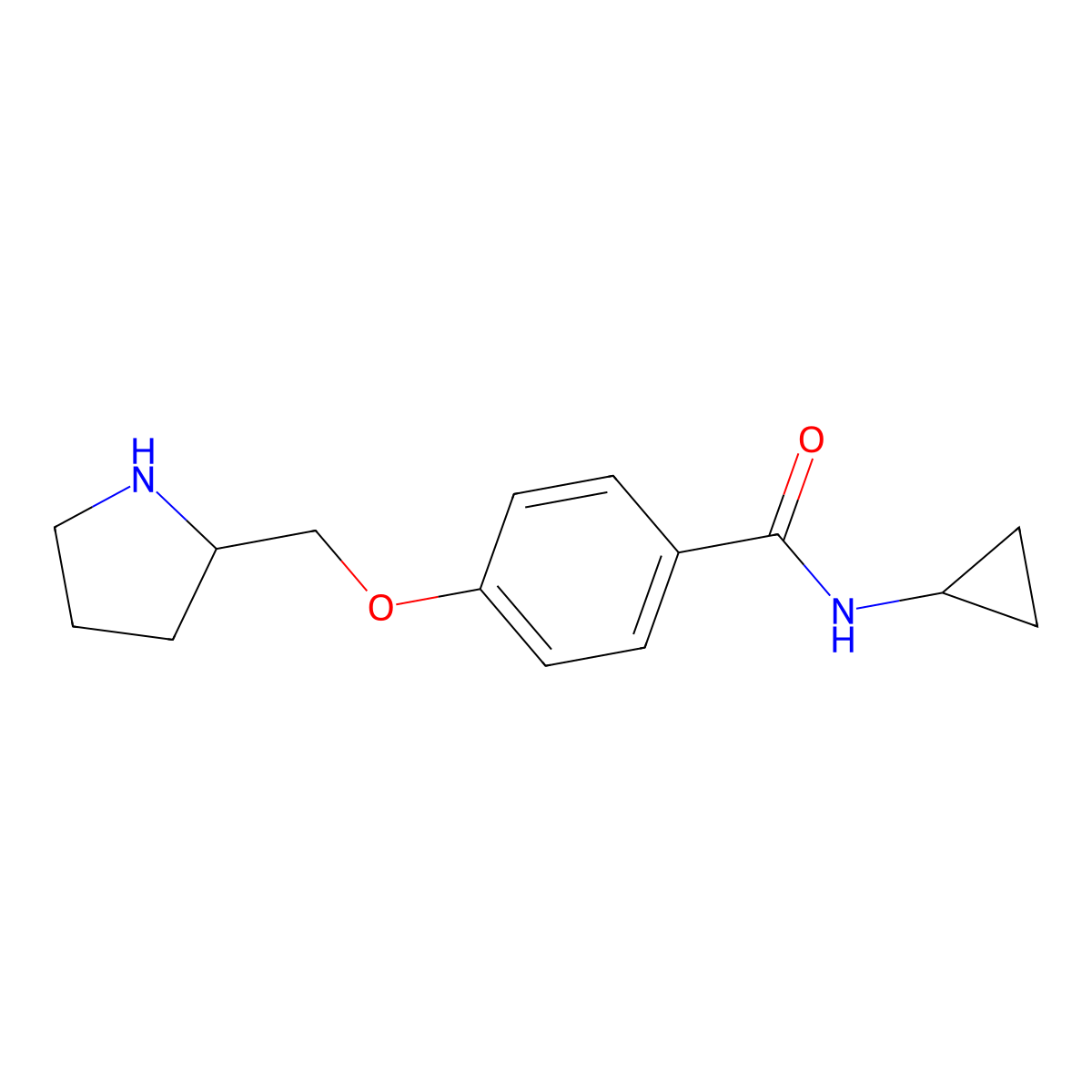 N-cyclopropyl-4-(pyrrolidin-2-ylmethoxy)benzamide molecular structure, CAS 1306739-62-7