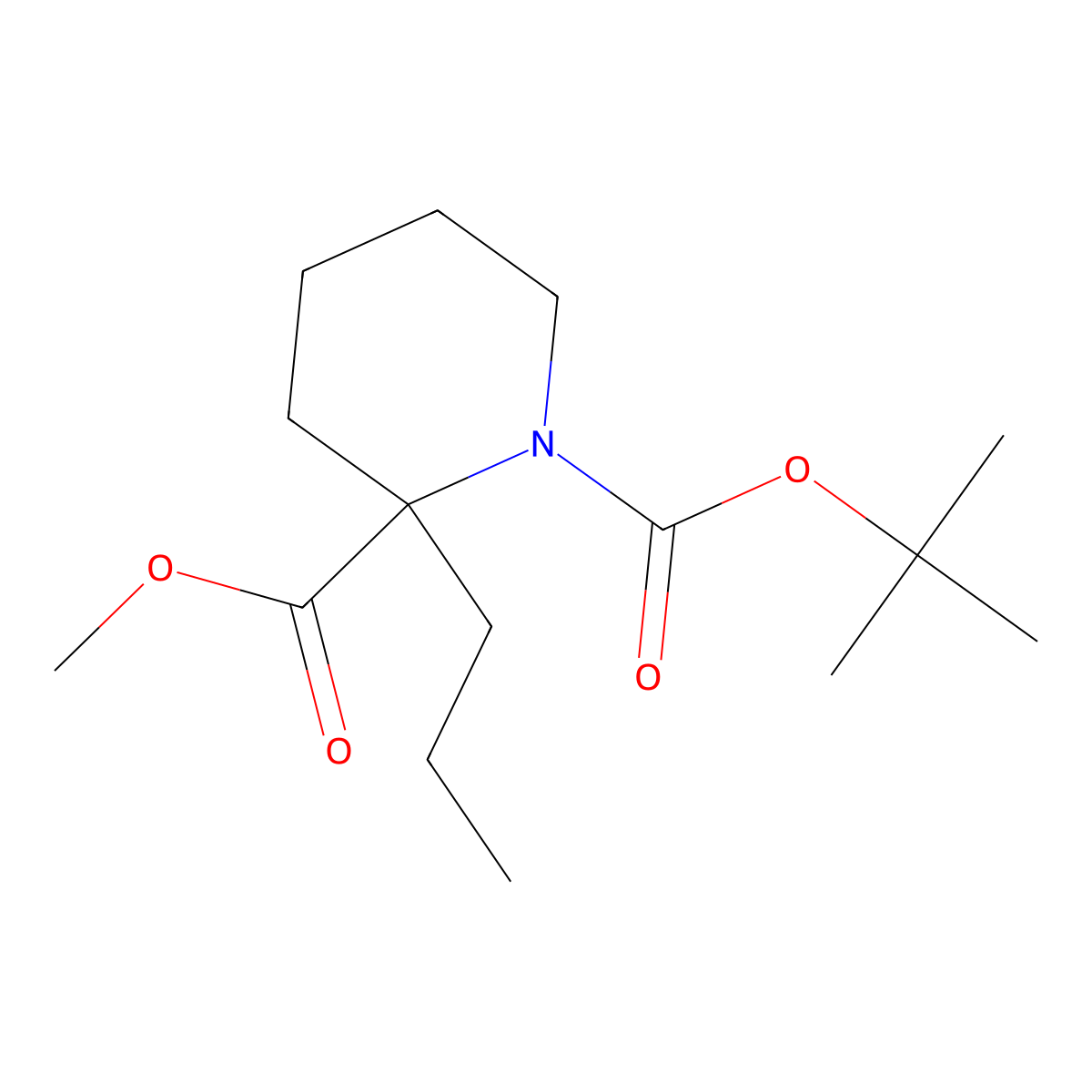 1-Tert-butyl 2-methyl 2-propylpiperidine-1,2-dicarboxylate molecular structure, CAS 1306739-64-9