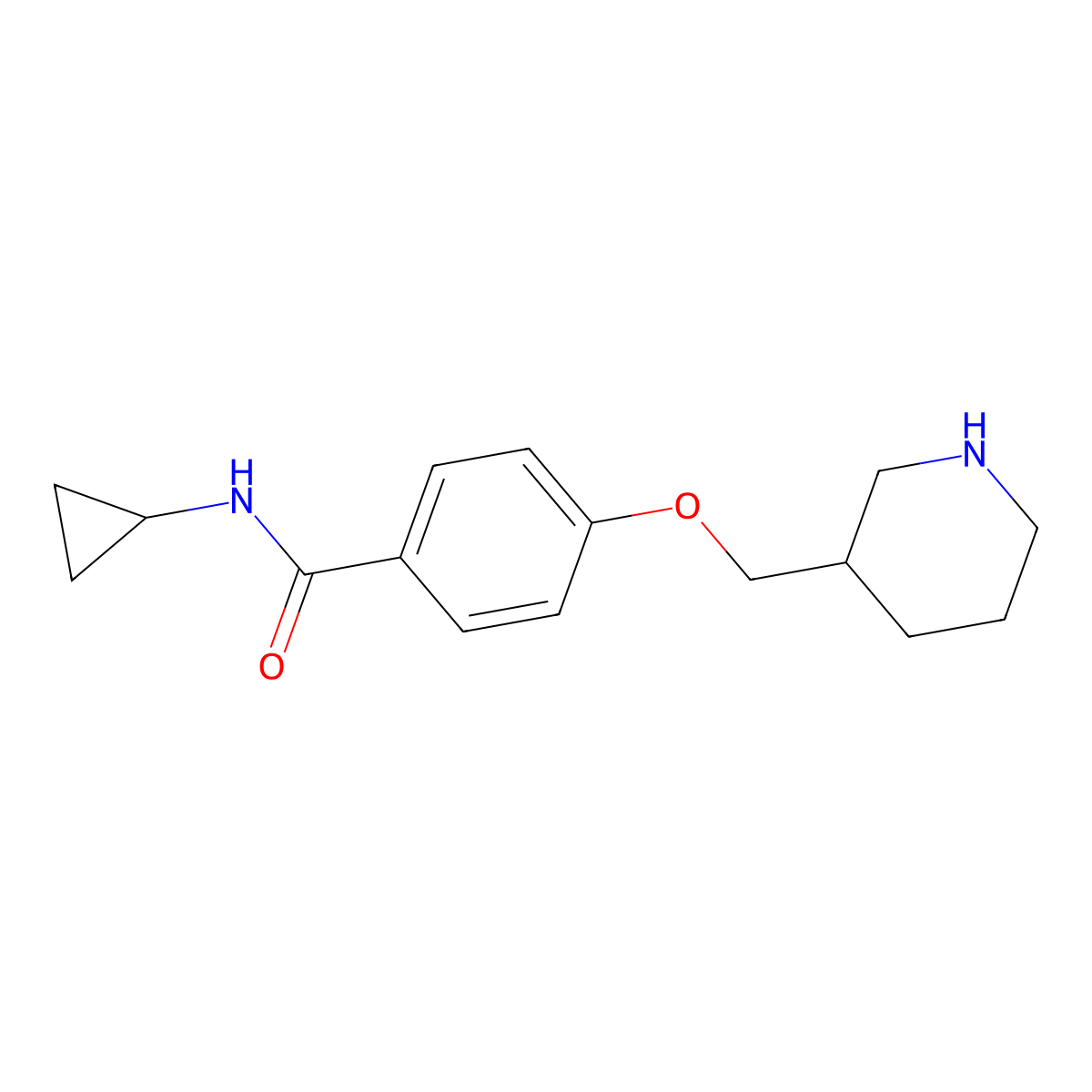 N-cyclopropyl-4-(piperidin-3-ylmethoxy)benzamide molecular structure, CAS 1306739-72-9