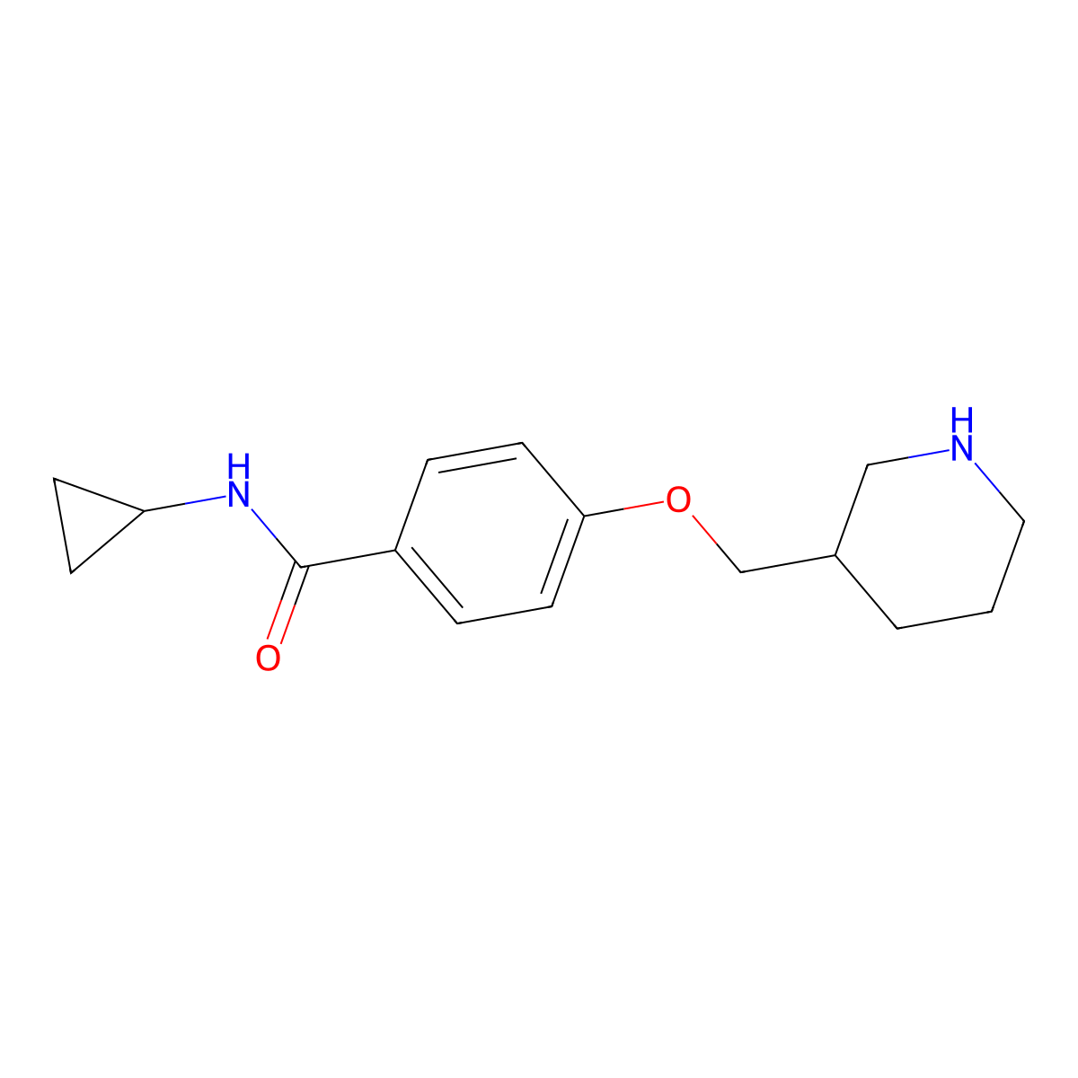 N-cyclopropyl-4-(piperidin-3-ylmethoxy)benzamide molecular structure, CAS 1306739-72-9