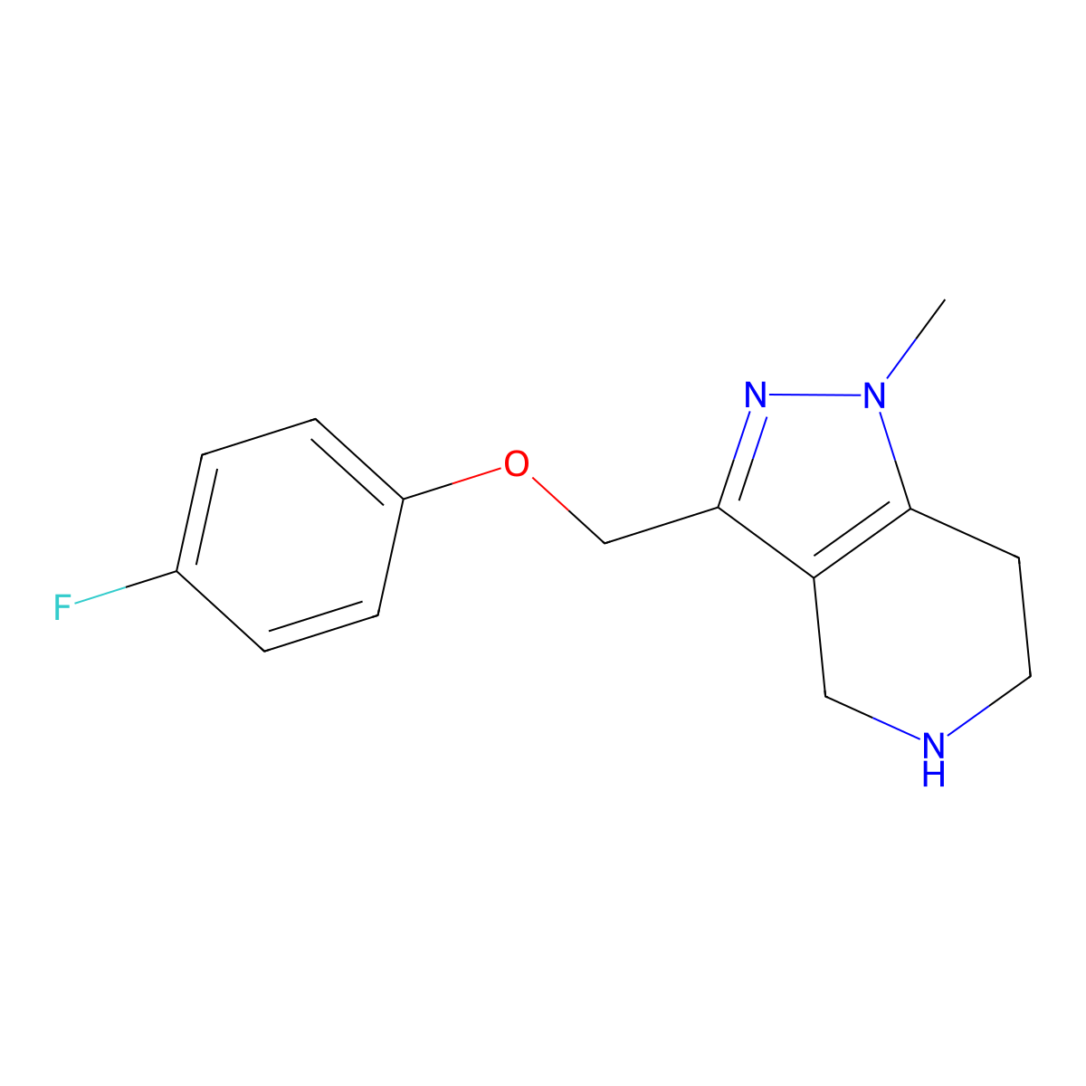3-((4-Fluorophenoxy)methyl)-1-methyl-4,5,6,7-tetrahydro-1H-pyrazolo[4,3-c]pyridine molecular structure, CAS 1306739-73-0