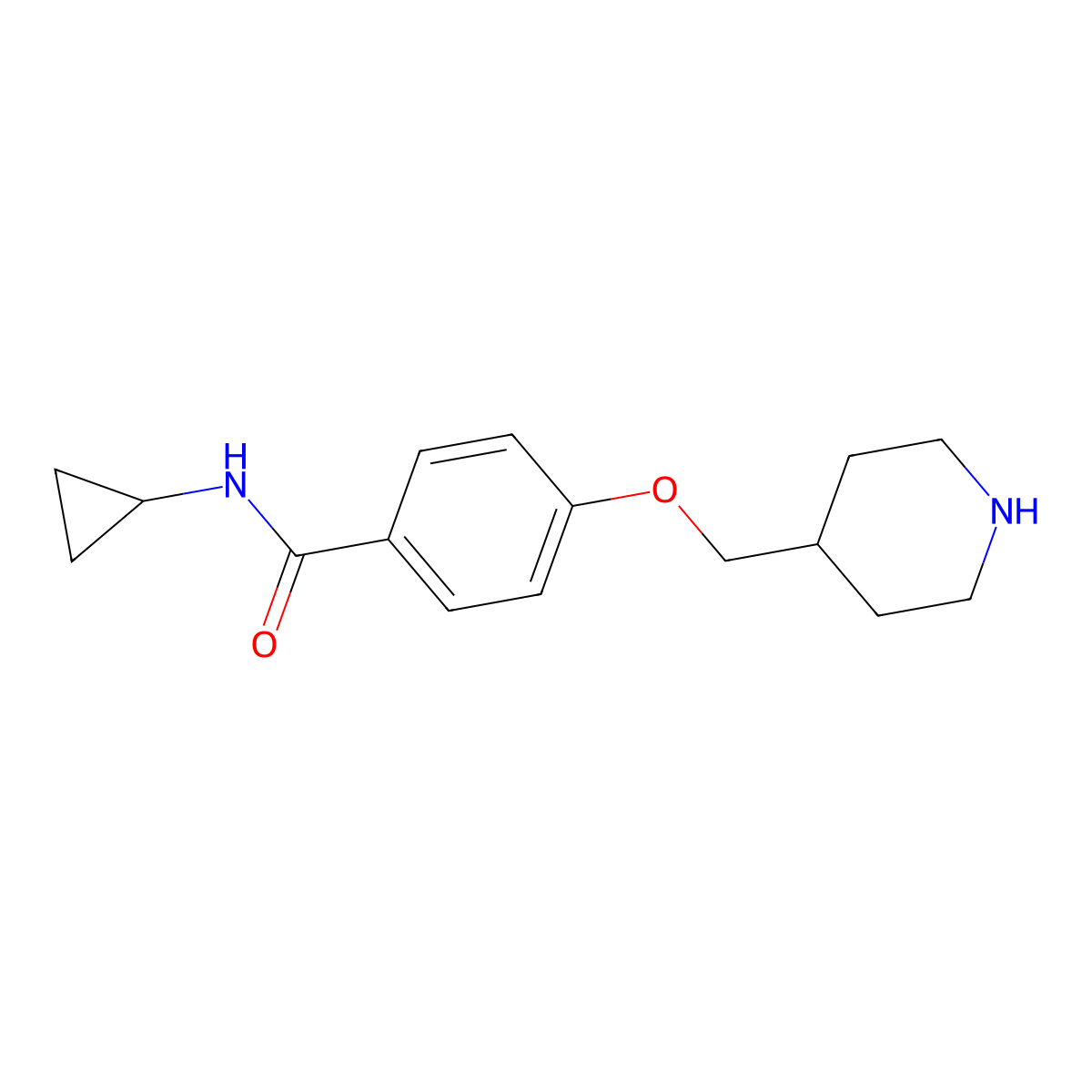 N-cyclopropyl-4-(piperidin-4-ylmethoxy)benzamide molecular structure, CAS 1306739-74-1