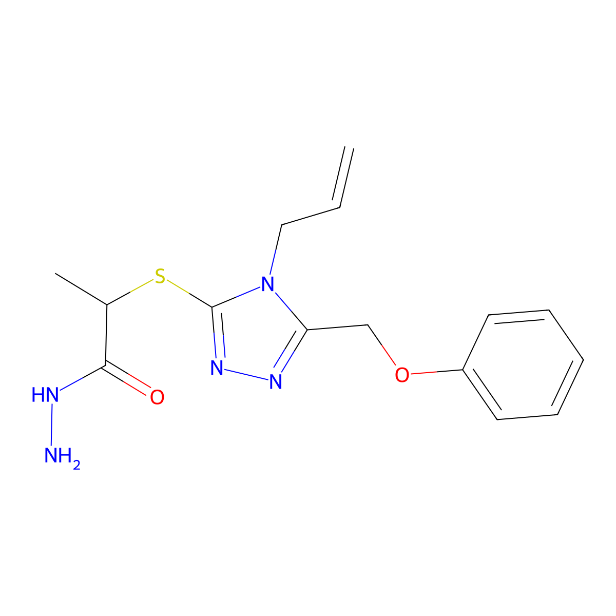 2-{[4-allyl-5-(phenoxymethyl)-4H-1,2,4-triazol-3-yl]thio}propanohydrazide molecular structure, CAS 1306739-78-5