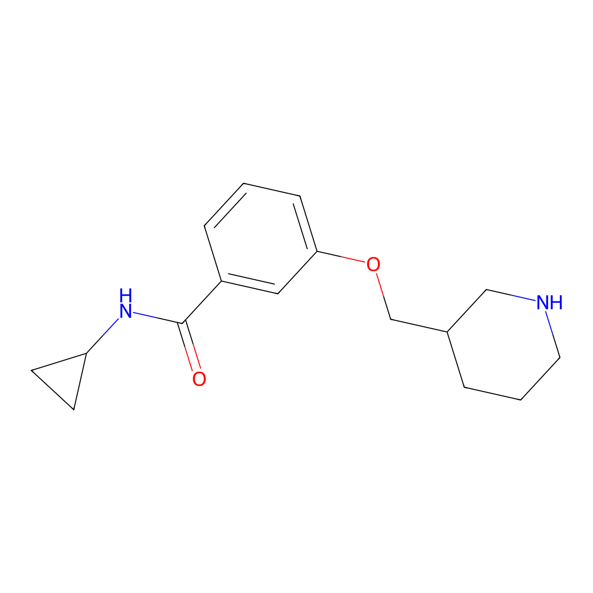 N-cyclopropyl-3-(piperidin-3-ylmethoxy)benzamide hydrochloride molecular structure, CAS 1306739-81-0