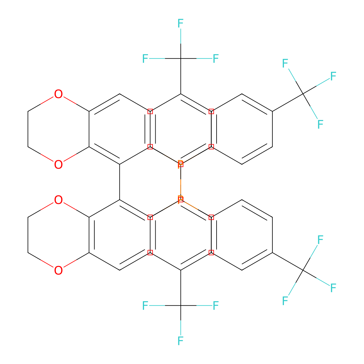 1,1'-[(5R)-2,2',3,3'-Tetrahydro[5,5'-bi-1,4-benzodioxin]-6,6'-diyl]bis[1,1-bis[4-(trifluoromethyl)phenyl]phosphine] molecular structure, CAS 1306747-76-1