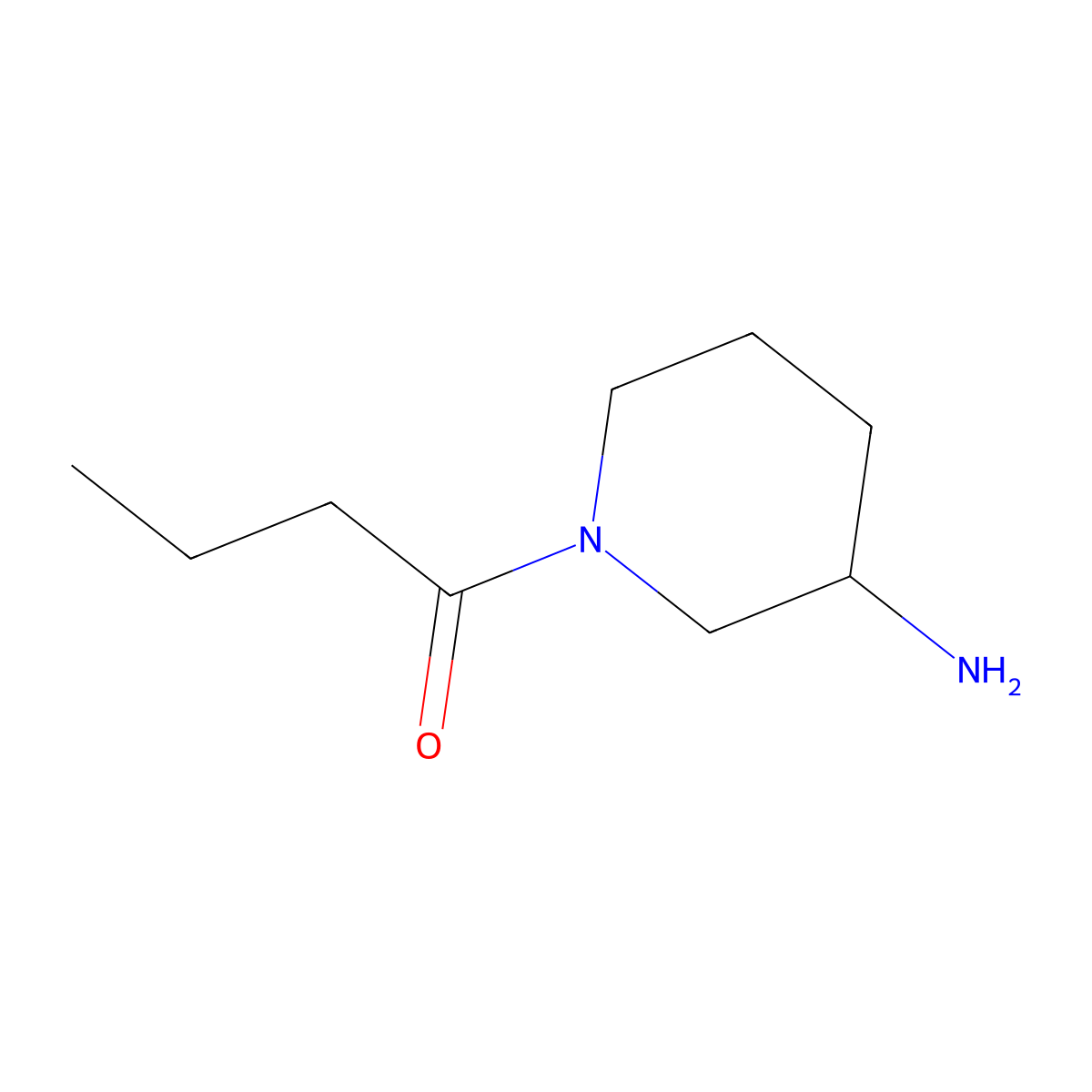 1-(3-Aminopiperidin-1-yl)butan-1-one molecular structure, CAS 1306756-99-9