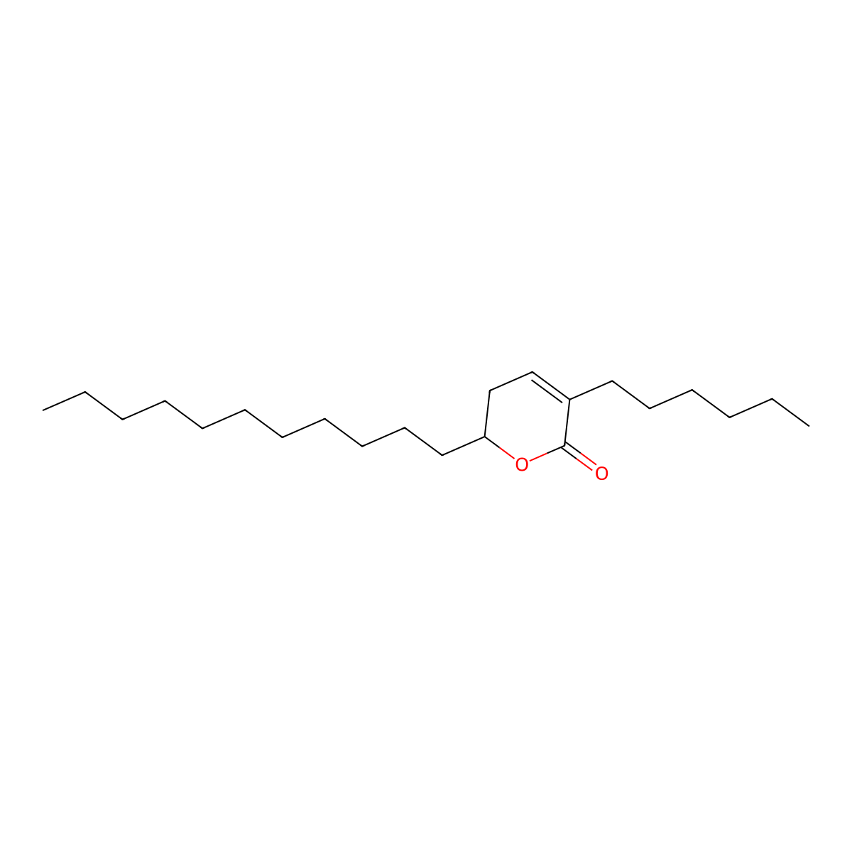 Orlistat hexyl undecyl pyranone molecular structure, CAS 130676-64-1