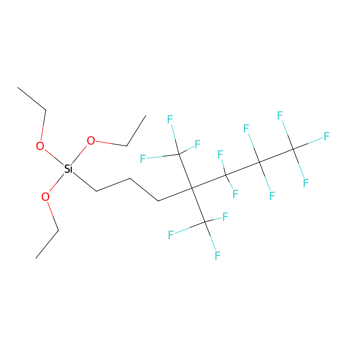 Triethoxy[5,5,6,6,7,7,7-heptafluoro-4,4-bis(trifluoromethyl)heptyl]silane molecular structure, CAS 130676-81-2
